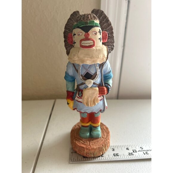 Handcrafted Kachina Doll With Detailed Feathers & Vibrant Colors - Picture 5 of 7